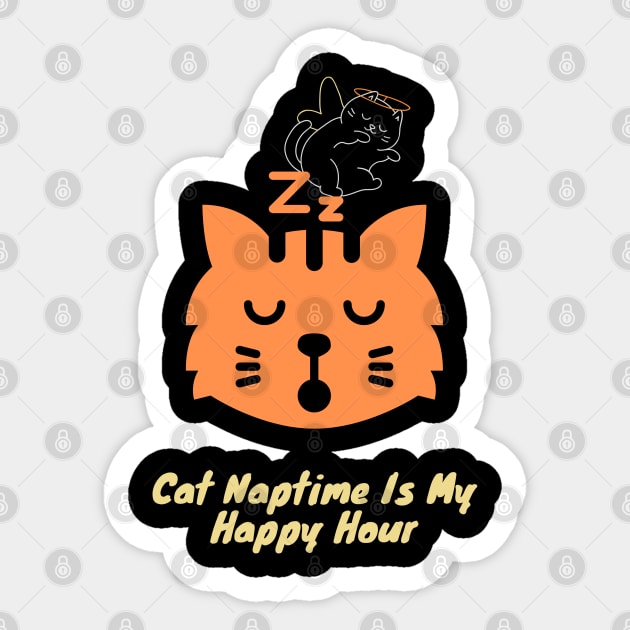Cat Naptime Is My Happy Hour , funny cat cute Sticker by BEZZAIM